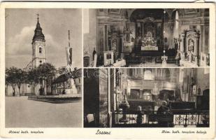 1939 Losonc, Lucenec; Római katolikus templom, Országzászló, belső. Salamon Károly kiadása / Catholic church, inteiror, Hungarian flag (EK)