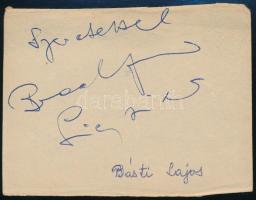 Básti Lajos (1911-1977) színész aláírása papírlapon