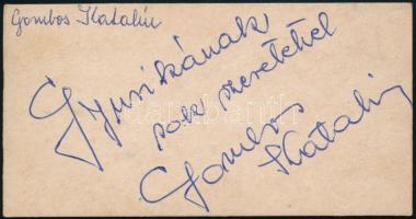 Gombos Katalin(1929-2012) színésznő aláírása papírlapon