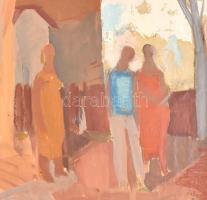 Kalló László (1925-2018): Tavaszi táj. Olaj, papír, farostra kasírozva, sérült. Jelzett, hátoldalán ...