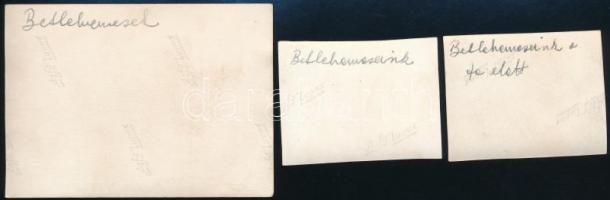 cca 1930 Betlehemesek, 3 db fotó, hátoldalon feliratozva, 5×4 és 6×9 cm