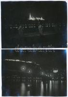 Budapest éjjel, 2 db fotó, egyik sarkain kis hibákkal, 7,5×10,5 cm