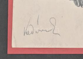 Olvashatatlan jelzéssel: Hölgy fotelben. Akvarell, ceruza, papír, lap felső része papírra kasírozva,...