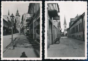 cca 1940 Kassa, városkép, 2 db fotó, 8,5×6 cm