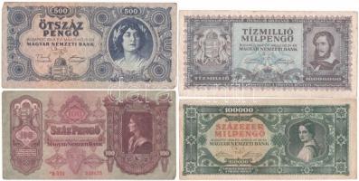 1923-1946. 9db-os korona-pengő papírpénz tétel, 8 különféle címlet, közte 1923. 100K (2x) T:3,3-