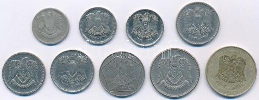 Szíria 1947-2003. 25q-10L (9xklf), közte 1947. 25q Ag + 1972. 50q Ni "Ba'ath Párt" T:...