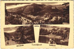 1942 Tusnádfürdő, Baile Tusnad; látkép, Olt részlet, Csukás tó / general view, river, lake (EB)