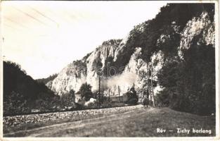 1943 Rév, Körösrév, Vad, Vadu Crisului; Zichy-barlang, vasútvonal, gőzmozdony / cave, railway line, locomotive, train (EB)