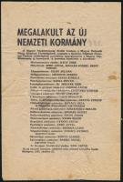 1956 Megalakult az új nemzeti kormány, röplap, gyűrött