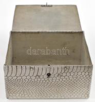 Monogramos kígyómintás fém doboz, zárral, kulcs nélkül, 11×9×6 cm