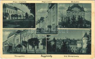 Nagykároly, Carei; Polgári leányiskola, Fiúgimnázium, Bankpalota, Vármegyeháza, Gróf Károlyi kastély / girls' school, high school, bank palace, county hall, castle (EK)