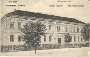 Beszterce, Bistritz, Bistrita; Liceul de stat / Polgári fiúiskola. Stolzenberg F. kiadása / Ung. Bürgerschule / school (EK)