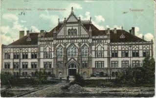 1908 Temesvár, Timisoara; Felsőbb leányiskola. Tóth Béla kiadása / Höhere Mädchenschule / girls school (EB)