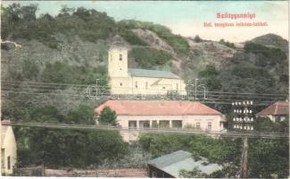 1910 Szilágysomlyó, Simleu Silvaniei; Református templom, lelkészlak. Heimlich K. kiadása / Calvinist church, rectory (szakadás / tear)