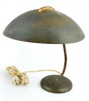 Bauhaus stílusú fém és réz asztali lámpa. Kopott, kapcsoló hiányzik. m: 47 cm