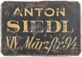 cca 1910 Anton Siedl, Bécs kopott zománc tábla. / Vienna enameled sign 22x16 cm