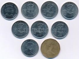 Kanada 1987. 1$ Ni + 2002-2009. 25c Ni (8db, 6xklf) T:2
Canada 1987. 1 Dollar Ni + 2002-2009. 25 Ce...