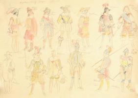 Albert Zahlbruckner (1895-1962): A Harmincéves háború alakjai. Tanulmány. Ceruza, papír. Jelzés nélkül. 44x60 cm