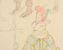 Albert Zahlbruckner (1895-1962): A Harmincéves háború alakjai. Tanulmány. Ceruza, papír. Jelzés nélk...