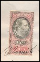 1877 Okmány burgenlandi településről 15kr okmánybélyeggel