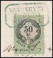 1873 Szentelek (Stegersbach, Burgenland) kiállított okmány 50kr illetékbélyeggel