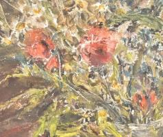 Olvashatatlan jelzéssel: Virágcsendélet. Olaj, karton, paszpartuban, 31,5×28 cm
