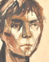 Vajda Lajos (?) jelzéssel: Arckép. Akvarell, papír, sérült, 43,5×30 cm