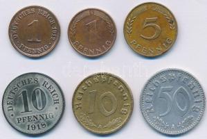 Németország 1912-1950. 6xklf érmetétel T:2,2- Germany 1912-1950. 6xdiff coin lot C:XF,VF