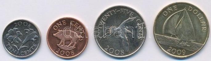 Bermuda 2008-2009. 1c-1$ (4xklf) T:1-,2 Bermuda 2008-2009. 1 Cent - 1 Dollar (4xdiff) C:AU,XF