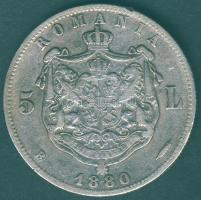 Románia 1880. 5L Ag I.Károly T:3 ph.