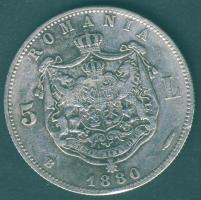 Románia 1880. 5L Ag I.Károly T:3 ph.