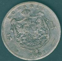 Románia 1881B 5L Ag "recés perem" I.Károly T:3 kis ph.