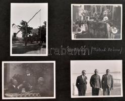 1934 Családi fotóalbum, kb. 130 beragasztott fotóval, külföldi és magyar úti képekkel, Kecskemét, En...