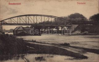 Dunaharaszti, tájrészlet, híd és úszó vízi hajómalom. Adler Adolf 687. (ázott / wet damage)