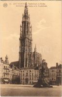 Antwerp, Anvers, Antwerpen; Kathedraal en Brabo / Cathedral, monument, from postcard booklet