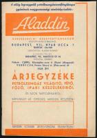 1939 Bp. VII., Aladdin Kereskedelmi Részvénytársaság lámpa árjegyzéke, 15p