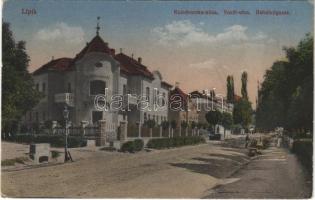 1918 Lipik, Kolodvorska ulica / Vasút utca, Dr. Nenadovic villa. Arthur König kiadása / Bahnhofgasse / street view, villa (EK)