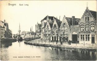 Bruges, Brugge; Quai Long / river, ship