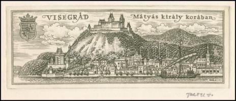 Vertel József (1922-1993): Visegrád Mátyás király korában. Rézkarc, papír, jelzett, lap tetején ceru...