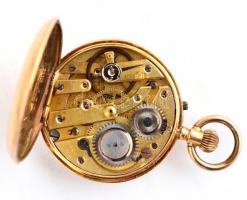Női, 14K arany tokos zsebóra. Szép, működő állapotban. Jelzett, tartóval / Gold womens watch. Works....