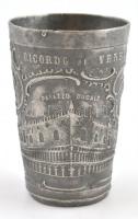 cca 1900 Velencei látképet ábrázoló jelzett ón pohár. 8,5 cm
