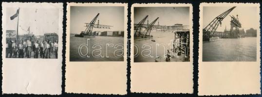 1946 Budapesti hidak újjáépítésekor készült 10 db fotó a munkákról 6x9 cm + hozzá egy korabeli vers a Kossuth hídról