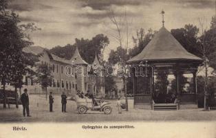 1909 Hévíz, Györgyház és zenepavilon, automobil. Mérei Ignác kiadása (EK)