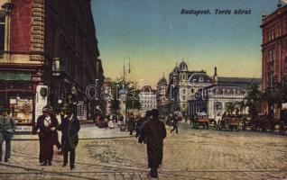 Budapest VI. Teréz körút, Nyugati pályaudvar, üzlet. Vasúti levelezőlapárusítás 1916. (Rb)