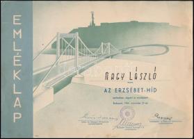 1964 Az Erzsébet híd építésében végzett munkáért kapott dicsérő oklevél 30x21 cm