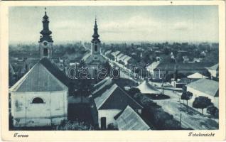 1943 Torzsa, Torschau, Savino Selo; Totalansicht / látkép, templomok. Hainrich Korell kiadása / general view, churches (EK)