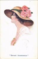 1913 Sweet Innocence, Lady in hat. B.K.W.I. Nr. 261/2. artist signed