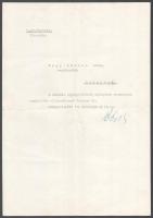 1949 A Lánchíd újjáépítéséért kapott elismerő oklevél Bebrits Lajos közlekedés és postaügyi miniszter aláírásával