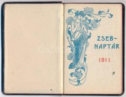 1911 Zsebnaptár bőr kötésben, bejegyzésekkel