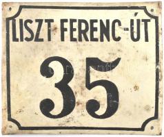 Liszt Ferenc út 25 zománcozott fém tábla 14x14 cm